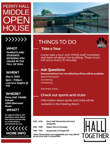 Perry Hall Middle School Open House Flyer